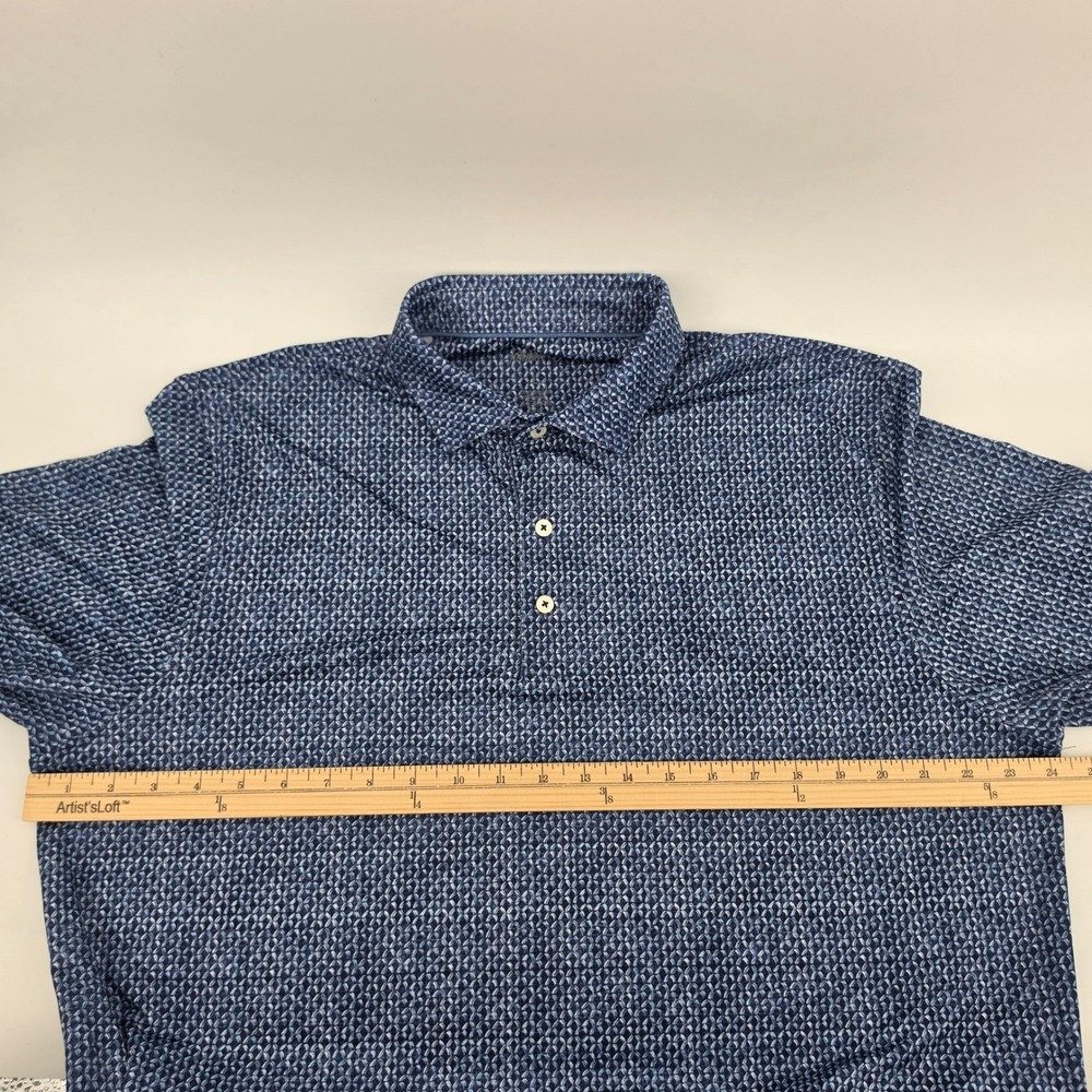 Johnnie-O Mens size Large Blue Geometric AOP Print Golf Performance Polo Shirt - Picture 4 of 16